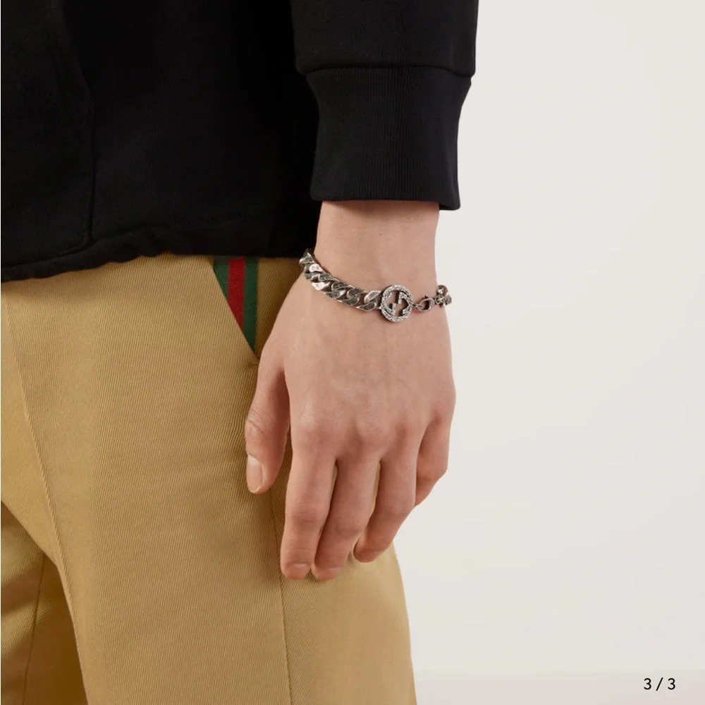 GUCCI Silver Interlocking G Chain Bracelet - Picture 6 of 7